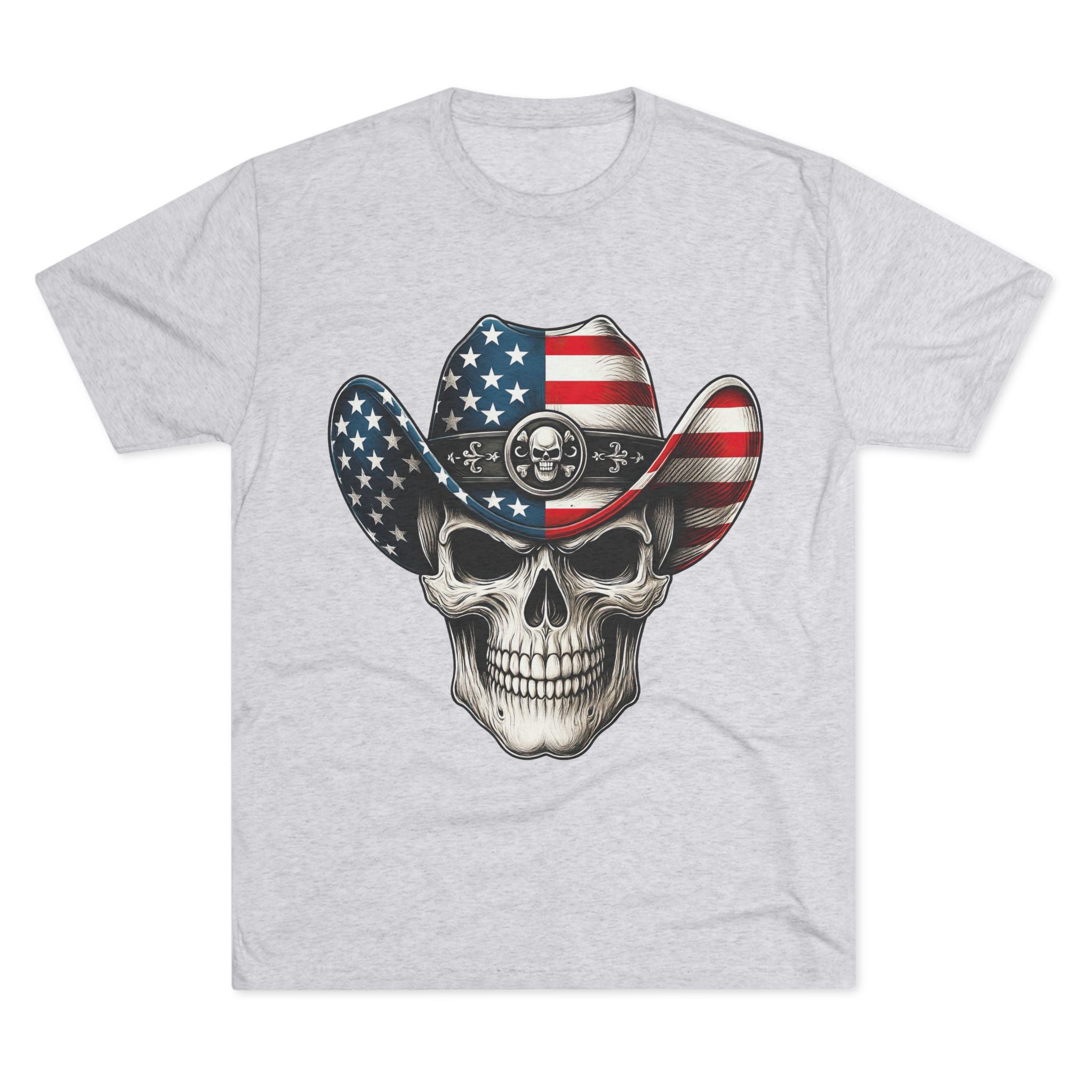 American Flag Skull Tee — Patriotic Cowboy Skull T-Shirt