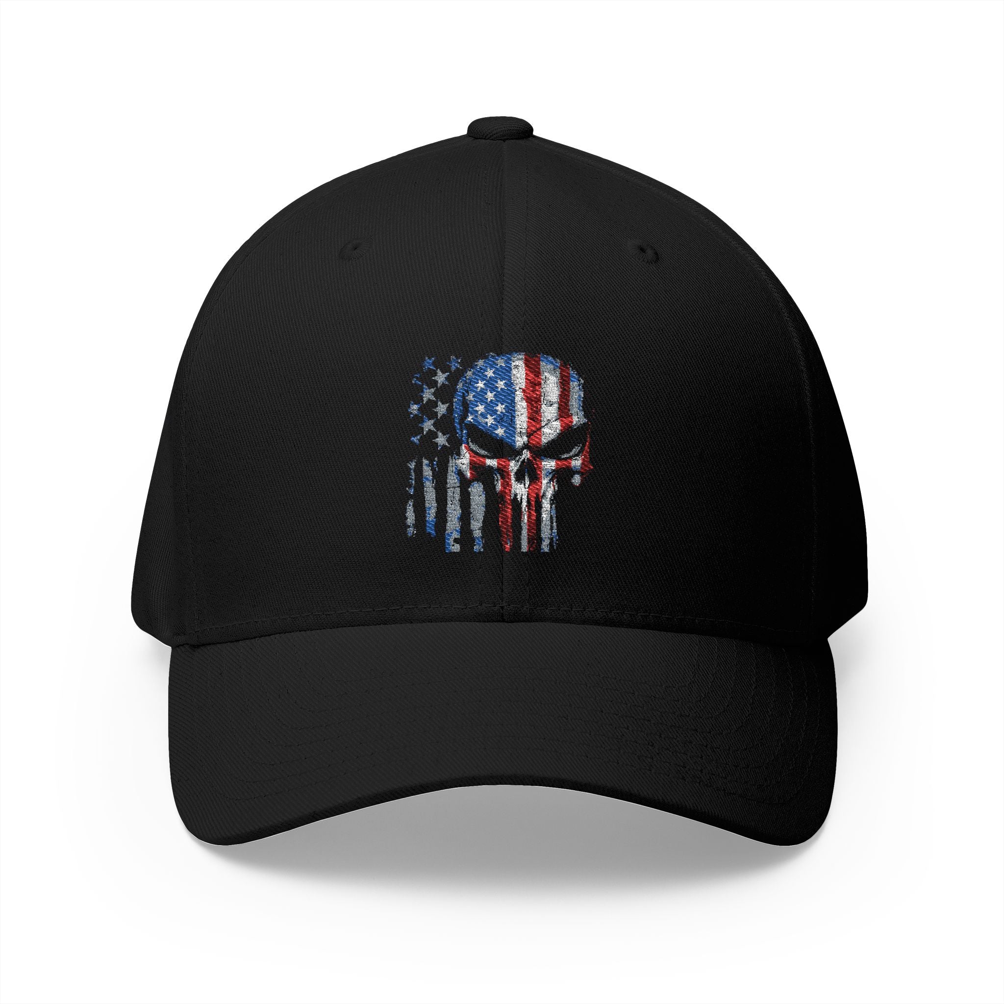 Embroidered American Flag Punisher Skull Cap