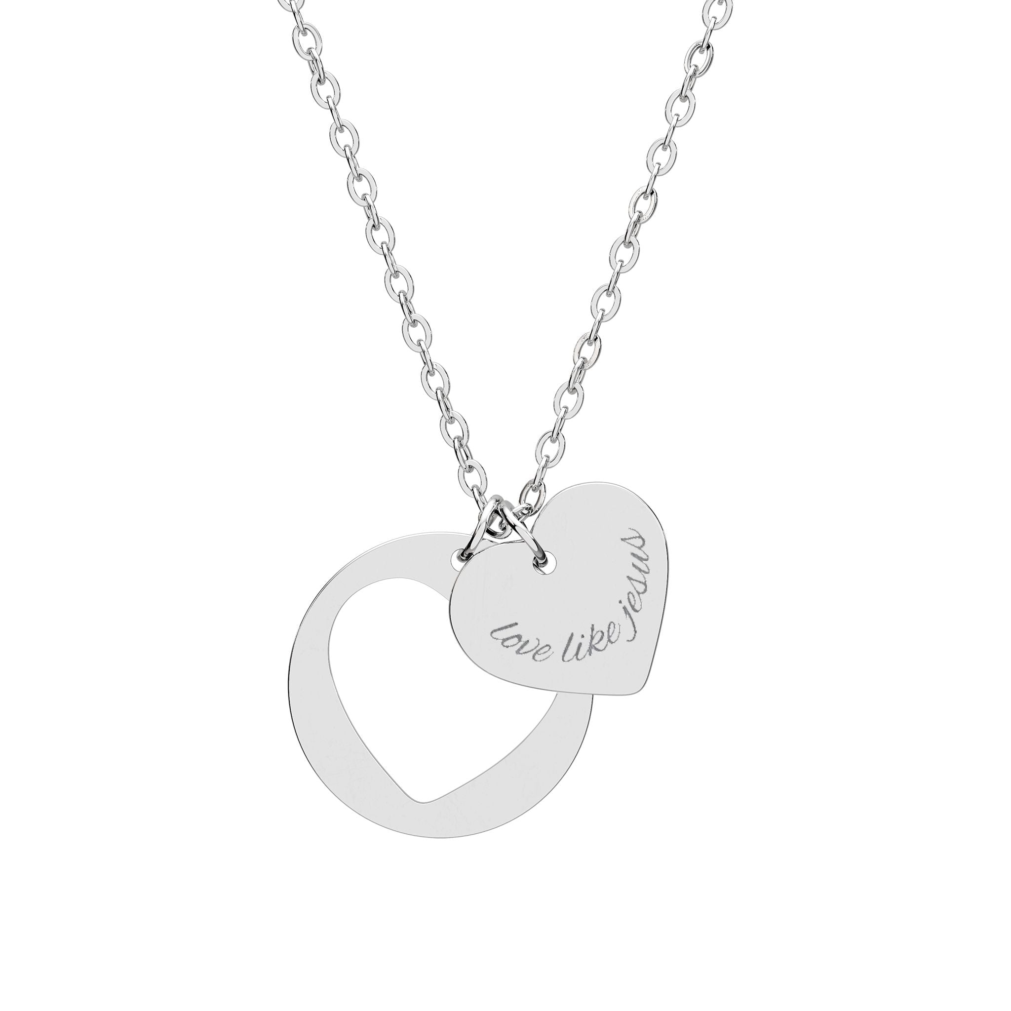 Heart Cutout Necklace — Engravable Heart & Circle Pendant (Personalized Gift)
