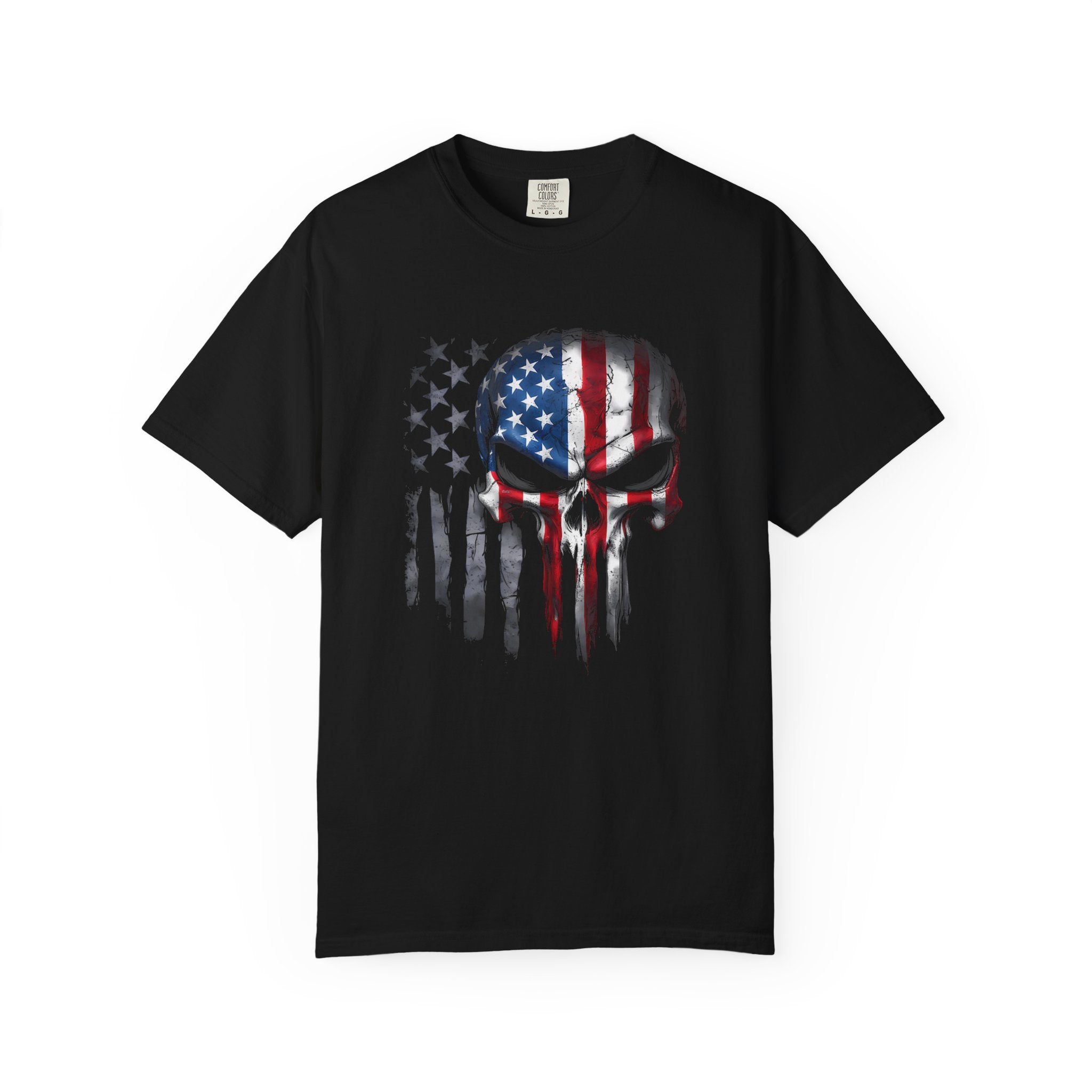 American Flag Punisher T-Shirt — Distressed Patriotic Skull Tee