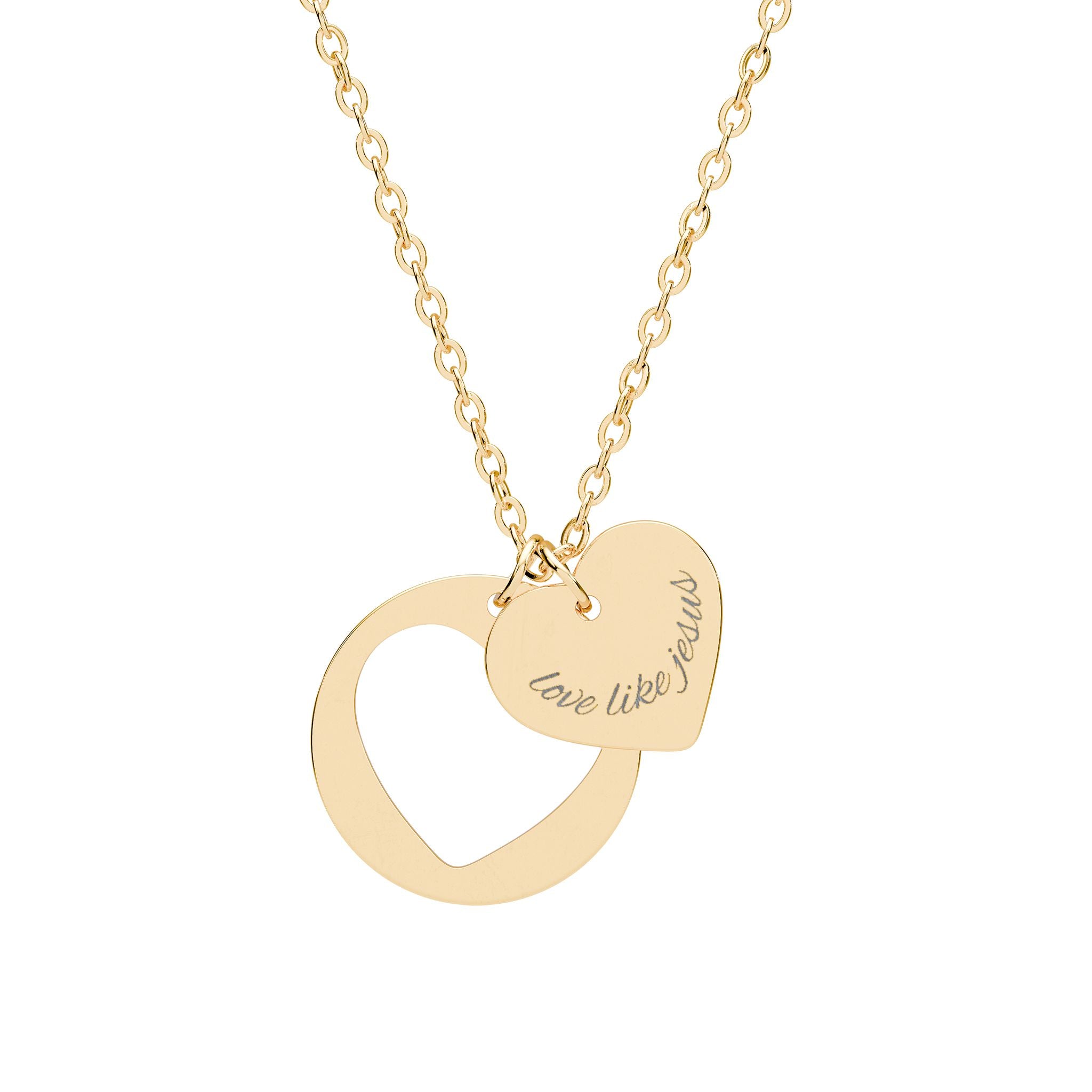 Heart Cutout Necklace — Engravable Heart & Circle Pendant (Personalized Gift)