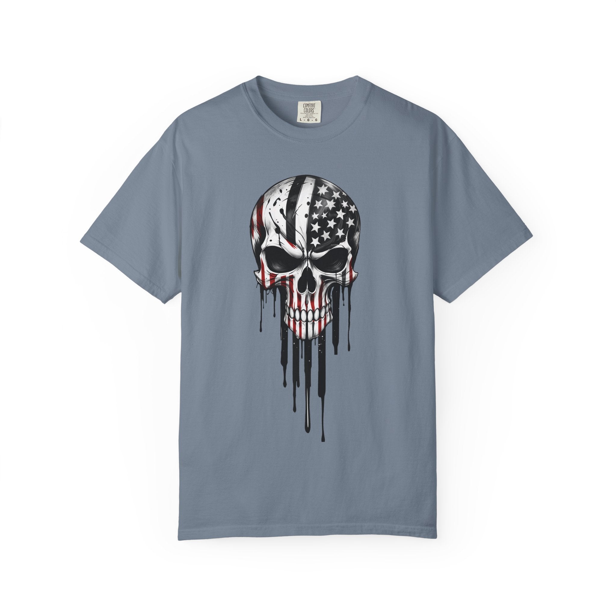 American Flag Drip Skull T-Shirt