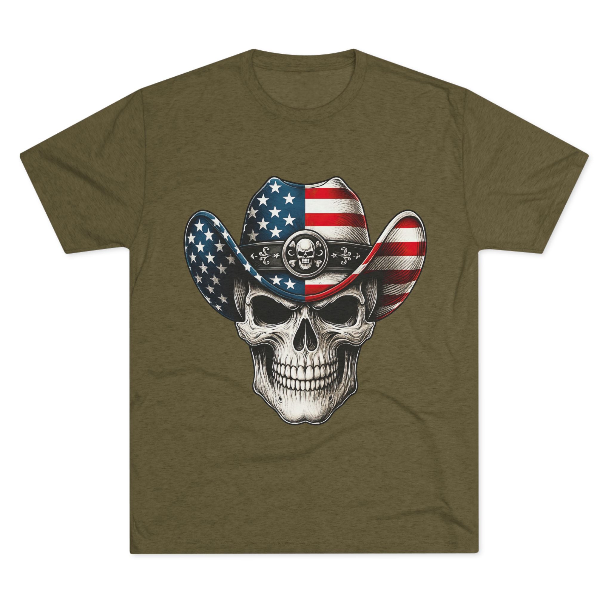 American Flag Skull Tee — Patriotic Cowboy Skull T-Shirt