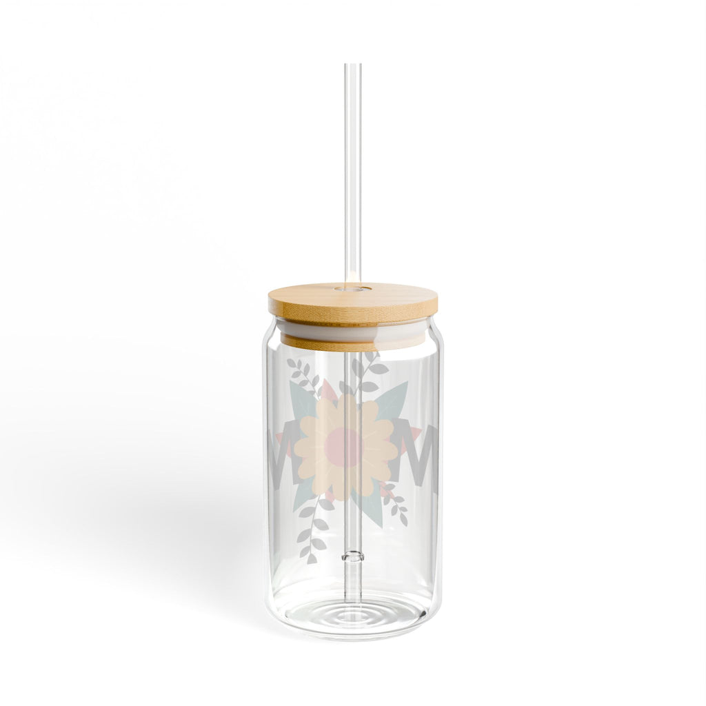 Sunflower Mom 16oz Sipper Glass with Bamboo Lid