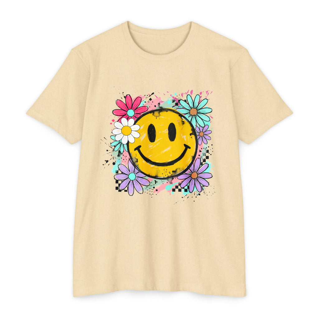 Smiley Flower Tee — Retro Happy Face Floral Graphic T-Shirt