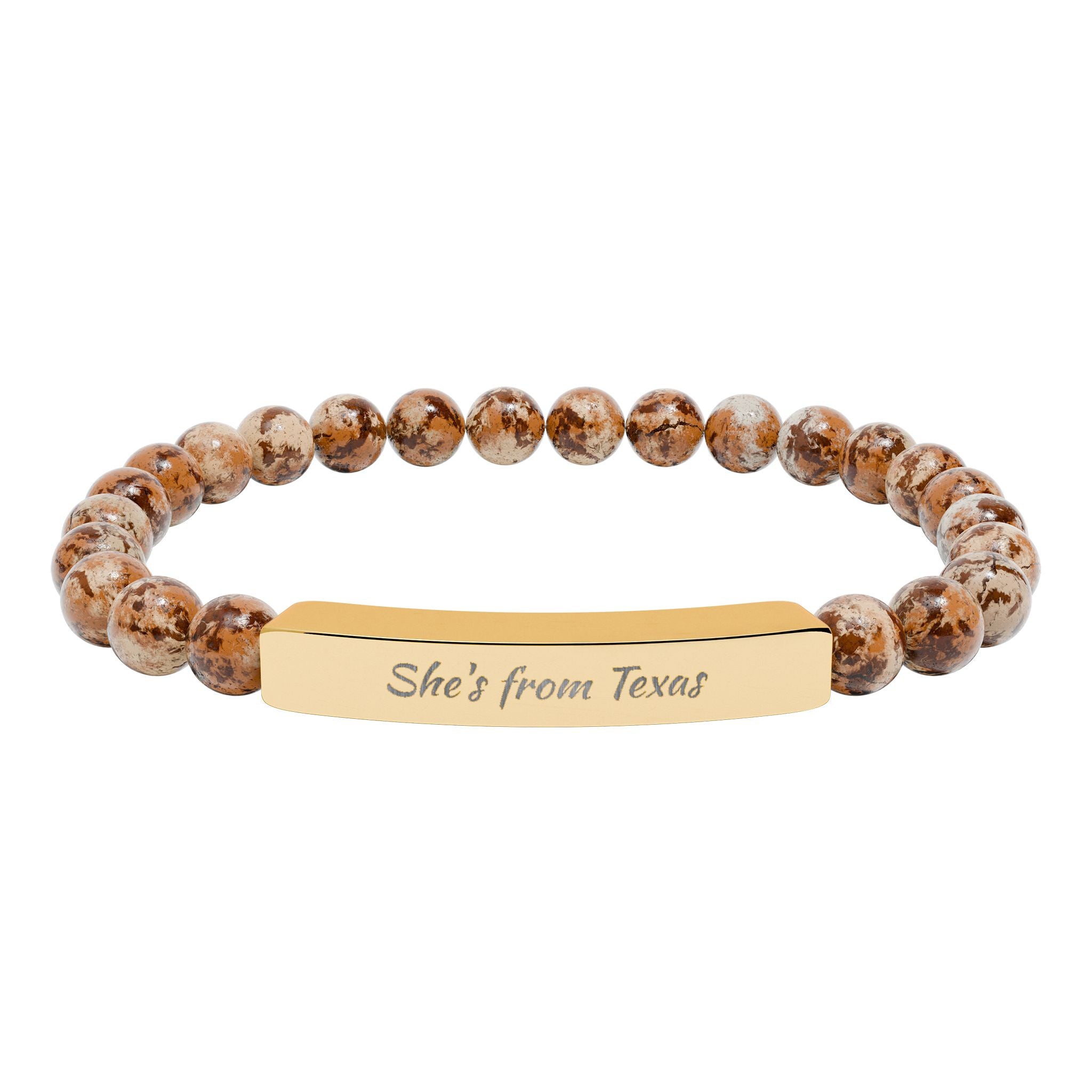 Engravable Natural Stone Stretch Bar Bracelet — Personalized Beaded Bracelet