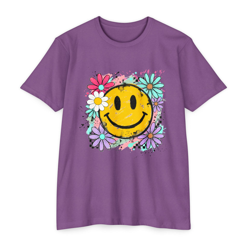 Smiley Flower Tee — Retro Happy Face Floral Graphic T-Shirt