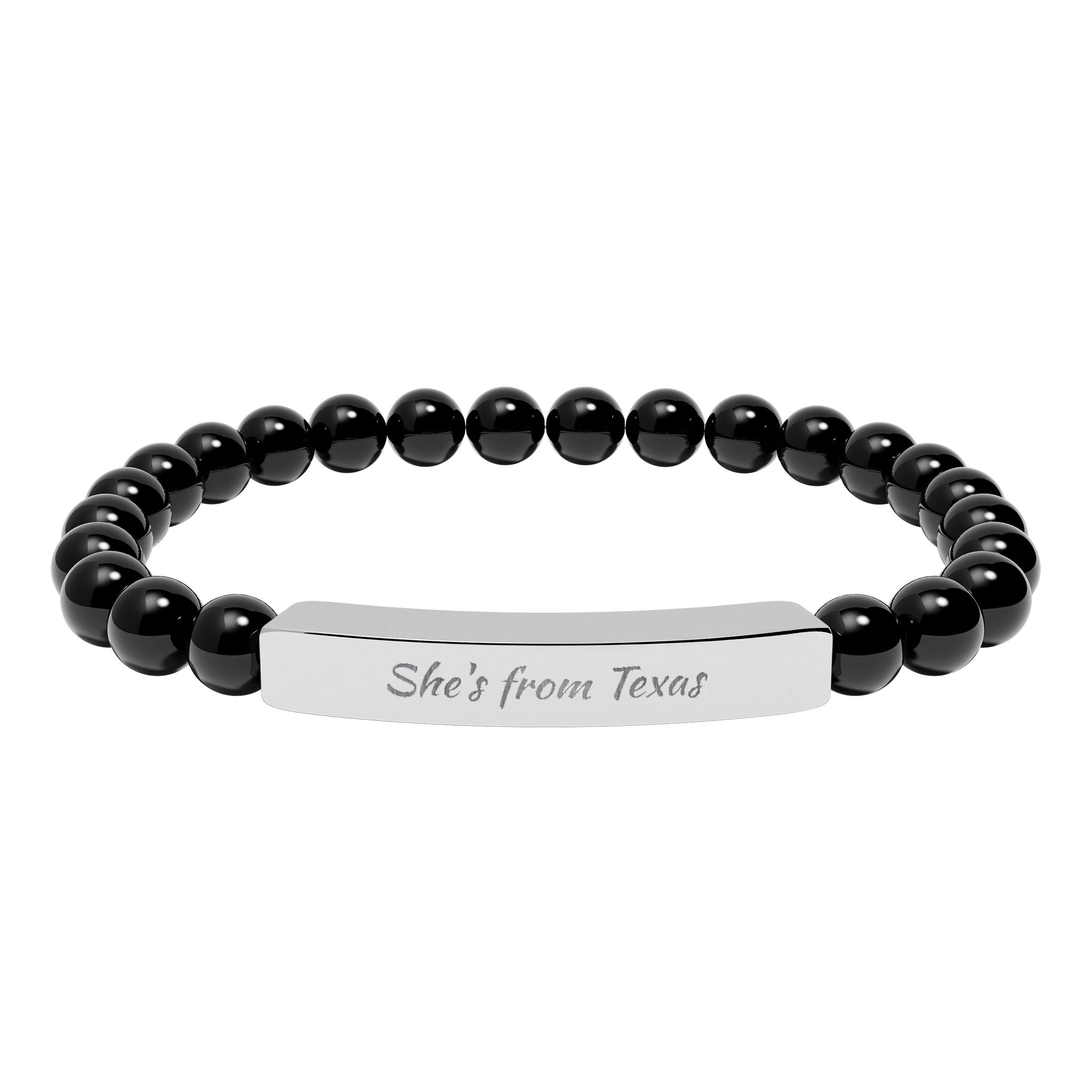 Engravable Natural Stone Stretch Bar Bracelet — Personalized Beaded Bracelet