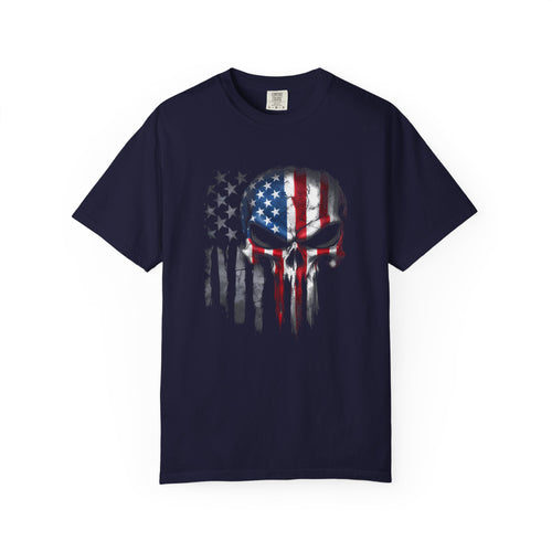 American Flag Punisher T-Shirt — Distressed Patriotic Skull Tee