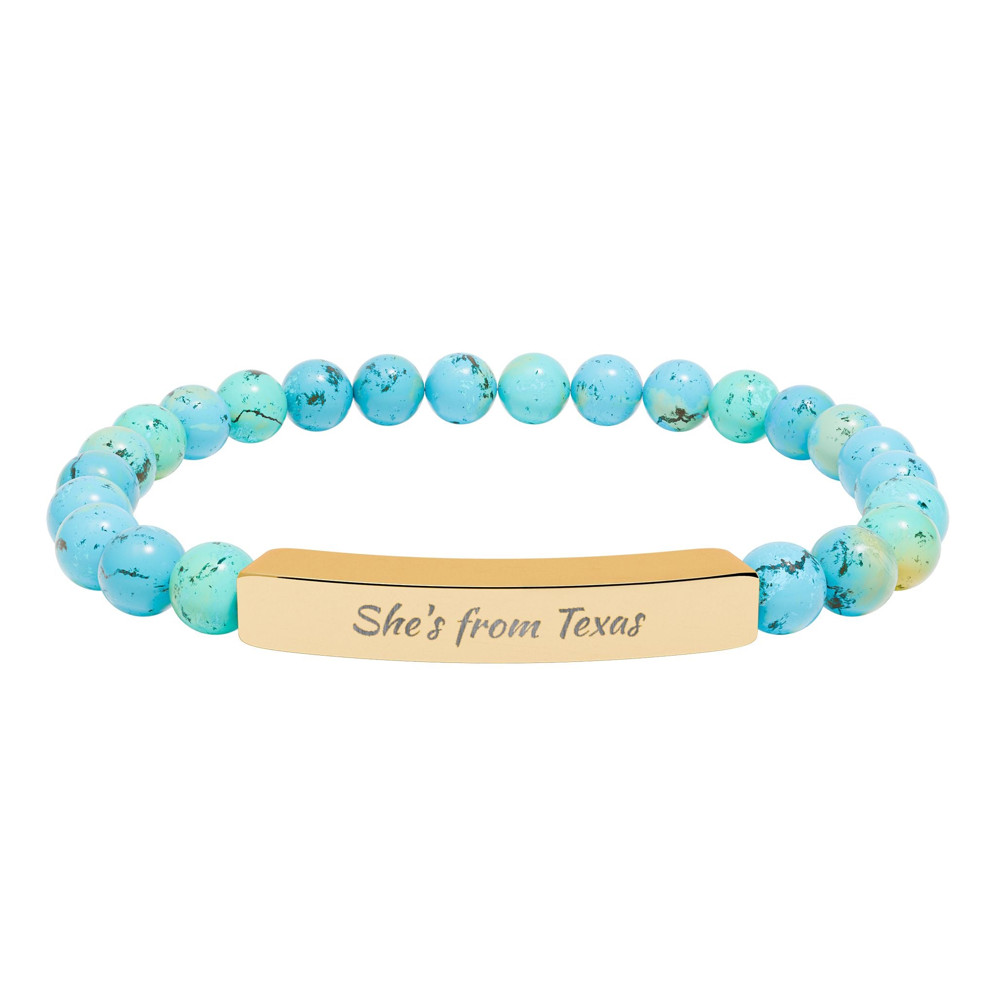 Engravable Natural Stone Stretch Bar Bracelet — Personalized Beaded Bracelet