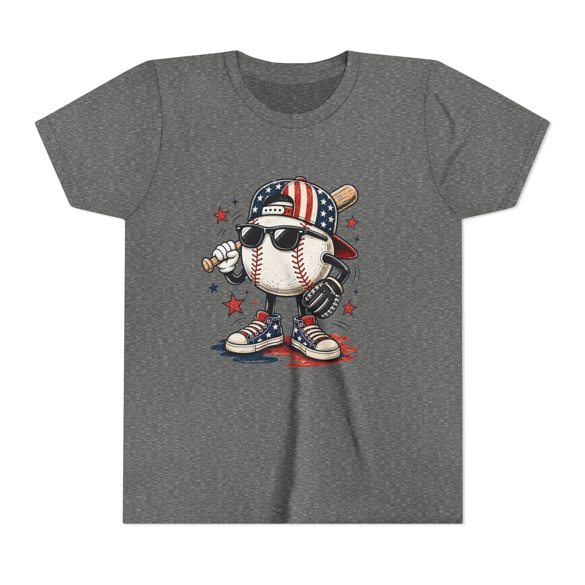 Patriotic Cool Baseball Character Youth Tee