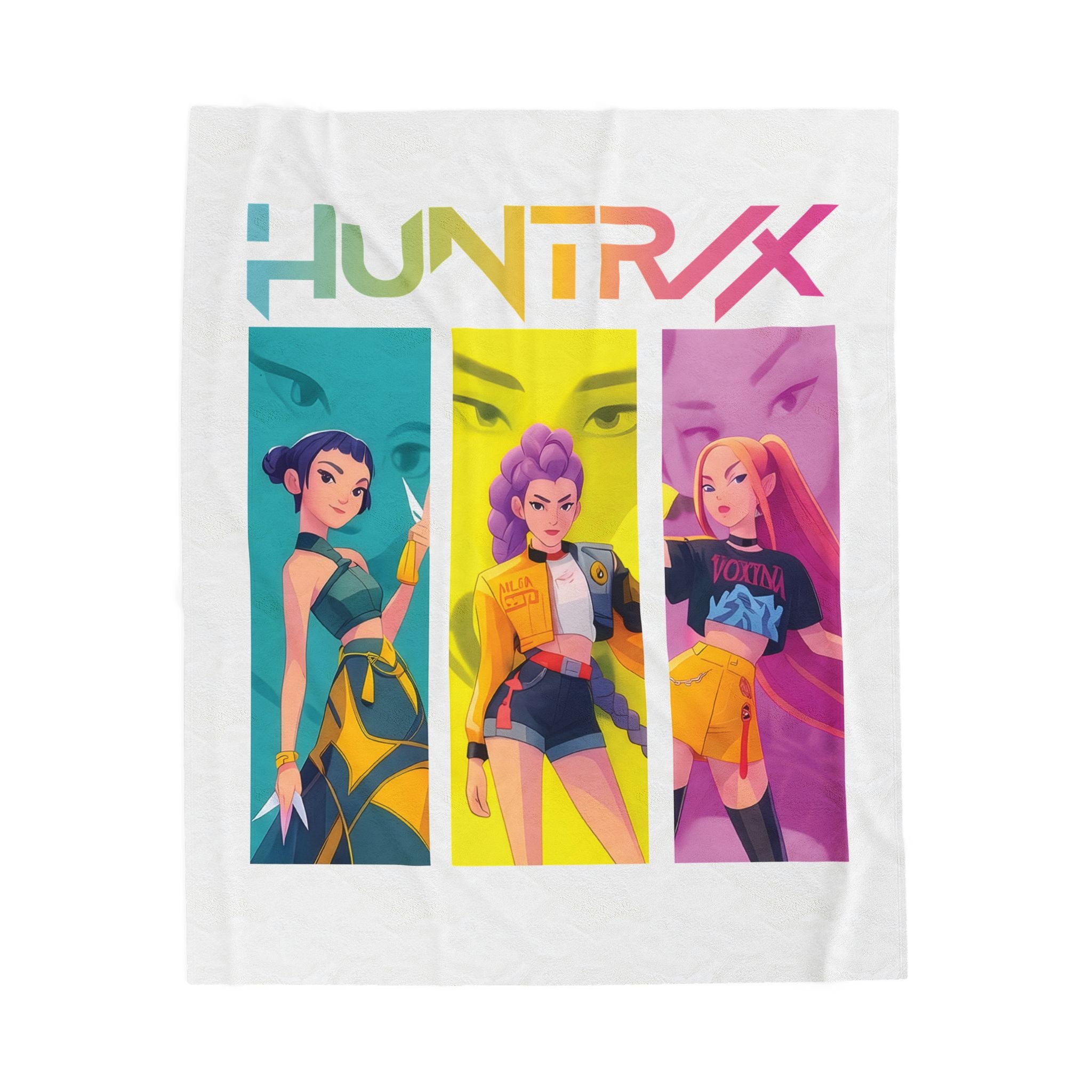 Velveteen Plush Blanket — HUNTRX K-Pop Style Trio Graphic Throw